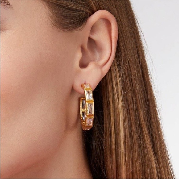 Julie Vos Antonia Elegant Gold and Black Hoop Earrings - Picture 2 of 3